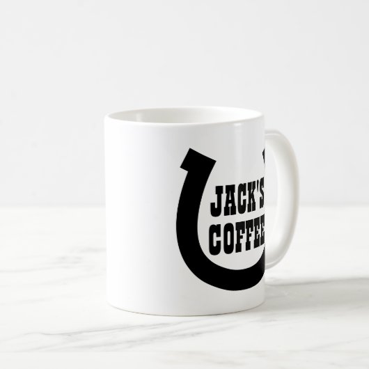 Lucky hoefijzer logo aangepaste koffie mok (Voorkant rechts)