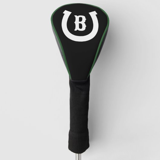 Lucky hoefijzer logo custom monogram driver golfheadcover (Voorkant)