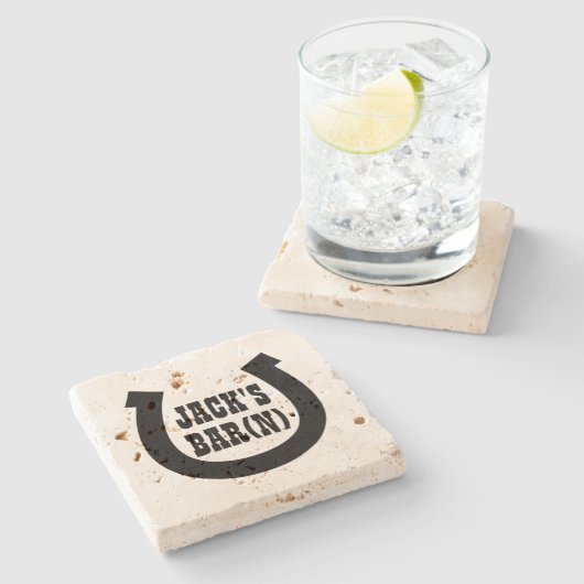 Lucky hoefijzer logo drink onderzetter voor bar(n) (Zijkant)