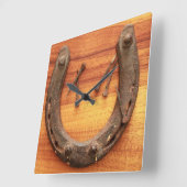 Lucky Hoefijzer met nagels Vierkante Klok (Hoek)