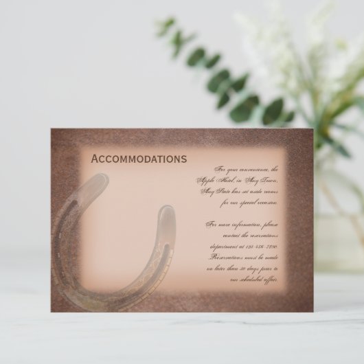 Lucky Hoefijzer op bruin leder Informatiekaartje (Staand voorkant)