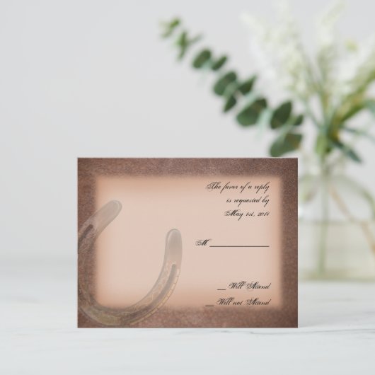 Lucky Hoefijzer op bruin lederen reactie Kaart (Staand voorkant)