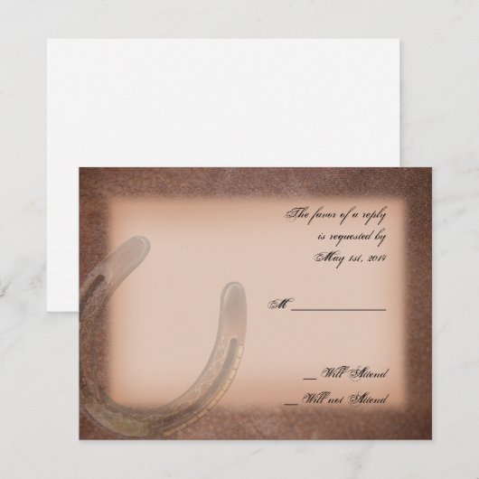 Lucky Hoefijzer op bruin lederen reactie Kaart (Voorkant / Achterkant)