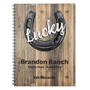 Lucky Hoefijzer Rustic Wood Ranch Vet Records Notitieboek