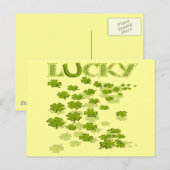 Lucky Hoefijzer Shamrocks Briefkaart (Voorkant / Achterkant)