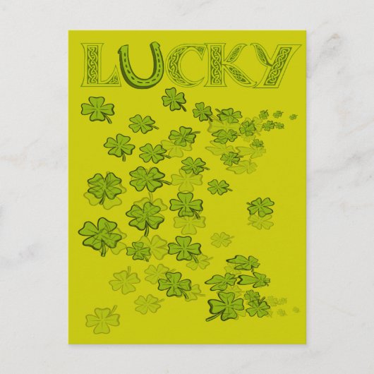 Lucky Hoefijzer Shamrocks Briefkaart (Voorkant)