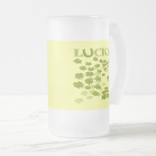 Lucky Hoefijzer Shamrocks Matglas Bierpul (Voorkant rechts)