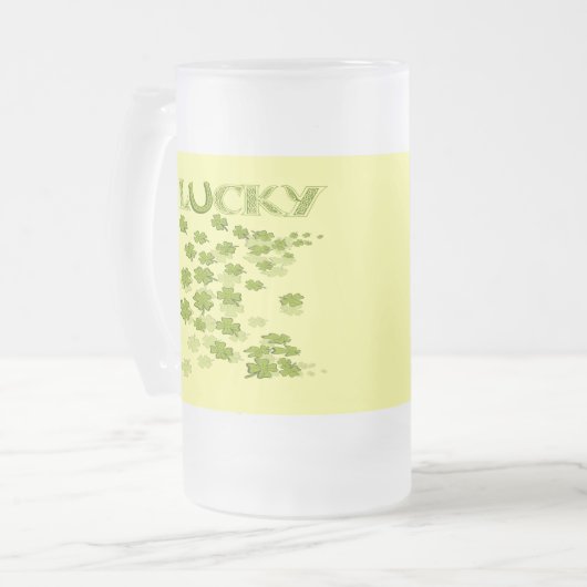 Lucky Hoefijzer Shamrocks Matglas Bierpul (Voorkant links)