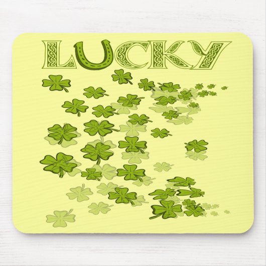 Lucky Hoefijzer Shamrocks Muismat (Voorkant)