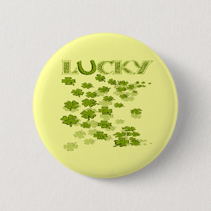 Lucky Hoefijzer Shamrocks Ronde Button 5,7 Cm