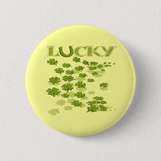 Lucky Hoefijzer Shamrocks Ronde Button 5,7 Cm (Voorkant)