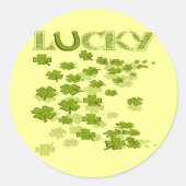 Lucky Hoefijzer Shamrocks Ronde Sticker (Voorkant)