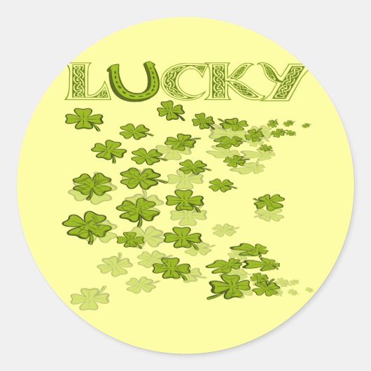 Lucky Hoefijzer Shamrocks Ronde Sticker (Voorkant)