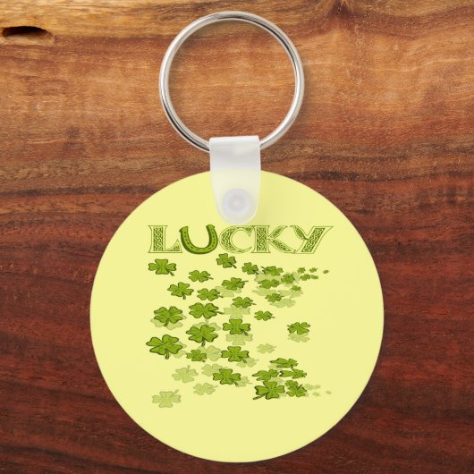 Lucky Hoefijzer Shamrocks Sleutelhanger (Voorkant)