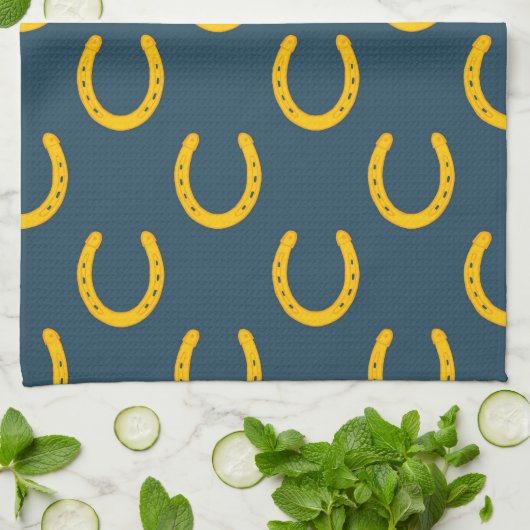 Lucky hoefijzers blauwgroen keukenhanddoek (Gevouwen)