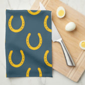Lucky hoefijzers blauwgroen keukenhanddoek (Quarter Fold)