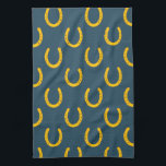 Lucky hoefijzers blauwgroen keukenhanddoek<br><div class="desc">Decoreer je keuken met deze gelukspatrouwe handdoek. Maakt een groot geschenk voor paardenliefhebbers en cowboys! Bekijk mijn winkel voor veel meer kleuren en patronen!</div>
