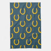 Lucky hoefijzers blauwgroen keukenhanddoek (Verticaal)