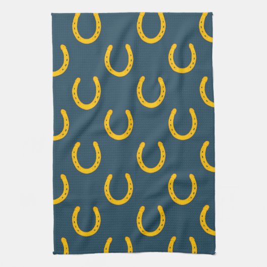 Lucky hoefijzers blauwgroen keukenhanddoek (Verticaal)