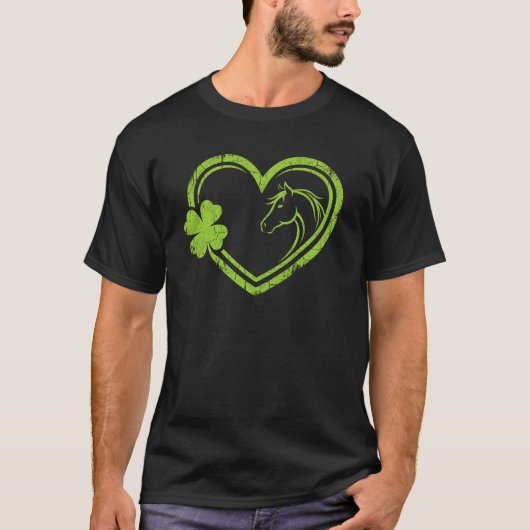 Lucky Horse Heart St Patrick's Day Art T-shirt (Voorkant)