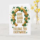 Lucky Horseshoe Good Fortune Card Kaart (Gele Bloem)