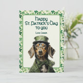 Lucky Hound: St. Patrick's jachthond Feestdagenkaart (Staand voorkant)