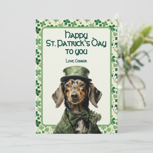 Lucky Hound: St. Patrick's jachthond Feestdagenkaart (Staand voorkant)