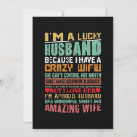 Lucky Husband Crazy Wife August Woman Birthday Feestdagenkaart<br><div class="desc">Lucky Husband Crazy Wife August Woman Birthday</div>