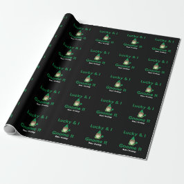  Lucky & I Gnome Het Grappig Sarcasme Kat St Patri Cadeaupapier