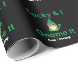  Lucky & I Gnome Het Grappig Sarcasme Kat St Patri Cadeaupapier