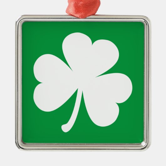 Lucky Ierse Klaver | Groen & Wit Metalen Ornament (Voorkant)