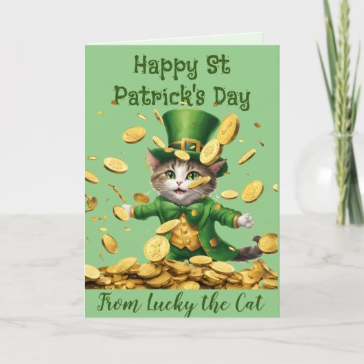 Lucky Ierse Leprechaun kat St Patrick vieren Feestdagen Kaart (Voorkant)