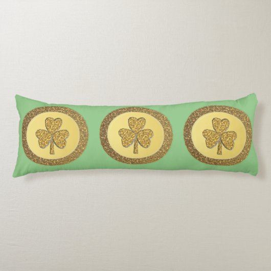 Lucky Ierse Shamrock Gouden Munt Lichaamskussen (Voorkant)