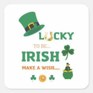 Lucky Iish maakt een wens Vierkante Sticker