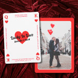 Lucky in liefde foto spelen Kaart koppels douche<br><div class="desc">Leg de essentie van romance vast met onze speelse en leuke 'Lucky In Love' Couples Bridal Shower Invitation! Dit prachtige ontwerp combineert de tijdloze charme van speelkaarten met de grillige allure van hart Koning en Koningin symbolen, allemaal gepresenteerd in een levendig palet van rood en wit. Personaliseer uw uitnodiging met...</div>