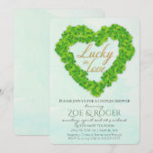 Lucky in liefde klaver koppels douche uitnodiging (Voorkant / Achterkant)