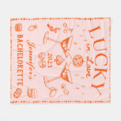 Lucky in liefde Oranje Cocktail Bachelorette Party Fleece Deken (Voorkant (Horizontaal))