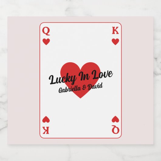 Lucky in liefde spelen Kaart koppels douche gunst Sparkling Wijnetiket (Enkel label)