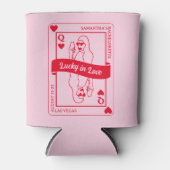 Lucky In Liefde Vet Roze & Rood Bachelorette Blikjeskoeler (Voorkant)