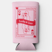 Lucky In Liefde Vet Roze & Rood Bachelorette Seltzer Blikjeskoeler (Voorkant)