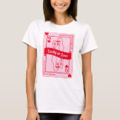 Lucky In Liefde Vet Roze & Rood Bachelorette T-shirt (Voorkant)