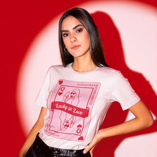 Lucky In Liefde Vet Roze & Rood Bachelorette T-shirt