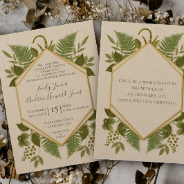 Lucky in Love 4 Leaf Clover Fern Geometric Wedding Kaart