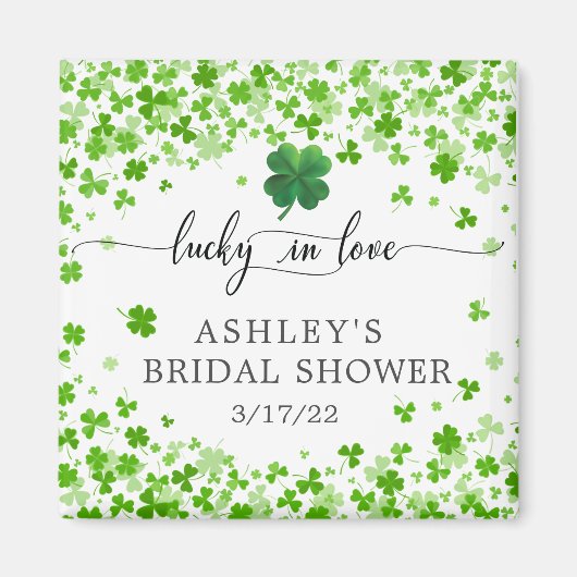 Lucky in Love 4 Leaf Clover Vrijgezellenfeest Favo Magneet (Voorkant)