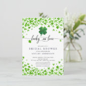 Lucky in Love 4 Leaf Clover Vrijgezellenfeest Invi Kaart (Staand voorkant)