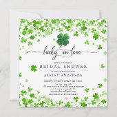 Lucky in Love 4 Leaf Clover Vrijgezellenfeest Invi Kaart (Voorkant)