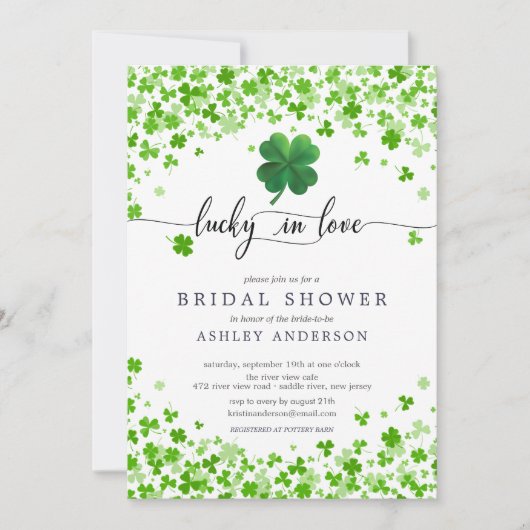 Lucky in Love 4 Leaf Clover Vrijgezellenfeest Kaart (Voorkant)