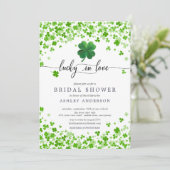 Lucky in Love 4 Leaf Clover Vrijgezellenfeest Kaart (Staand voorkant)