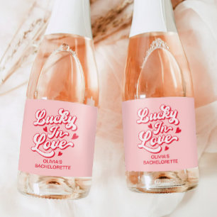 Lucky In Love Bachelorette Champagne Sparkling Wijnetiket