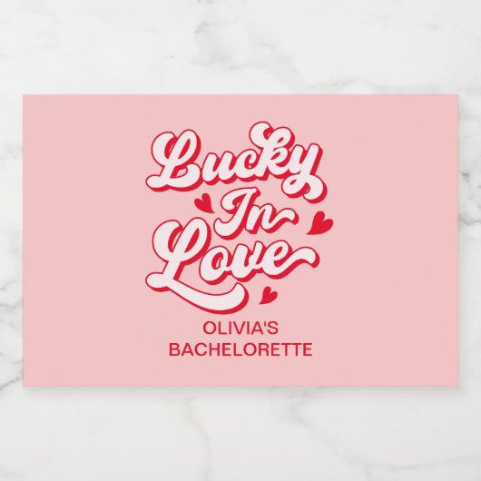 Lucky In Love Bachelorette Champagne Sparkling Wijnetiket (Enkel label)